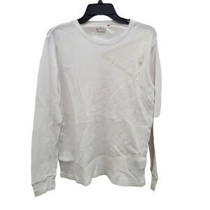 Guess The Classic Rib‎ Men's White Graphic Logo Waffle Knit Long Sleeve Shirt L